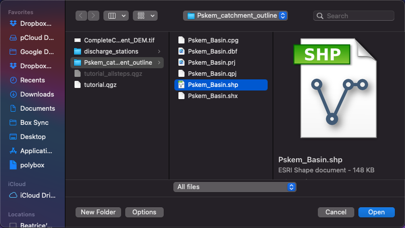 Add vector layer to QGIS project, step 3.