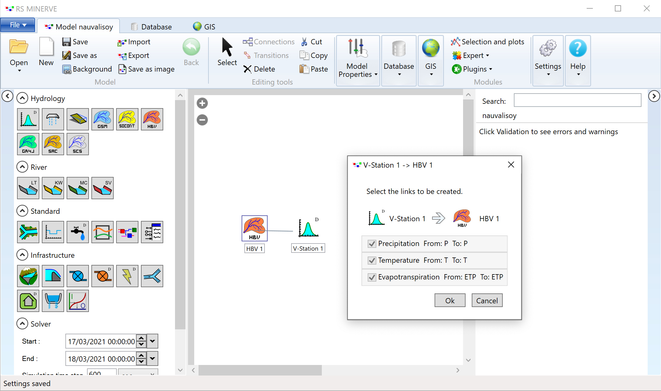 Link the virtual weather station to the HBV model.