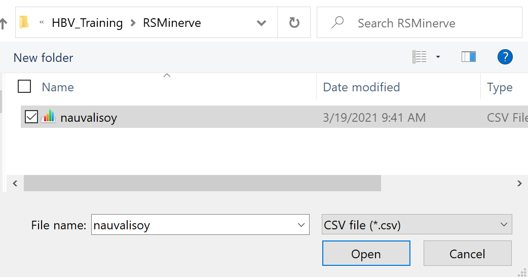 Make sure the file ending is .csv in the file browser.