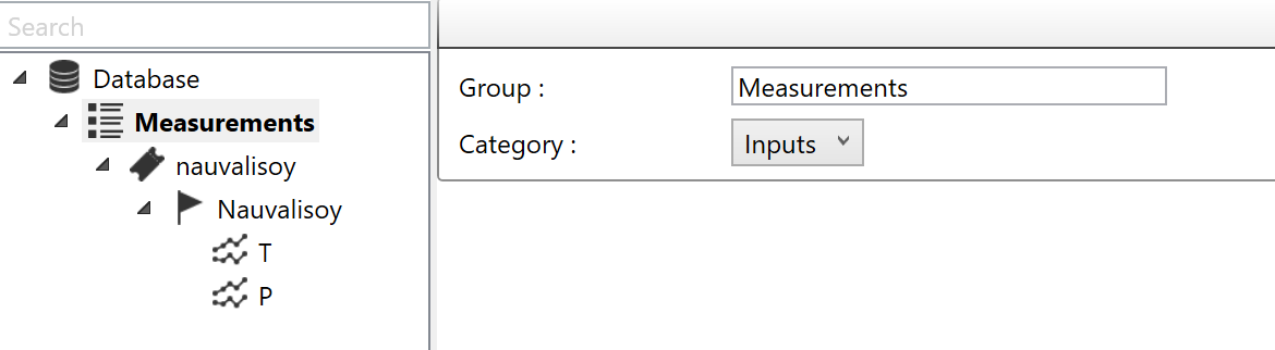 Change "New group" to "Measurements" and select Input as category.