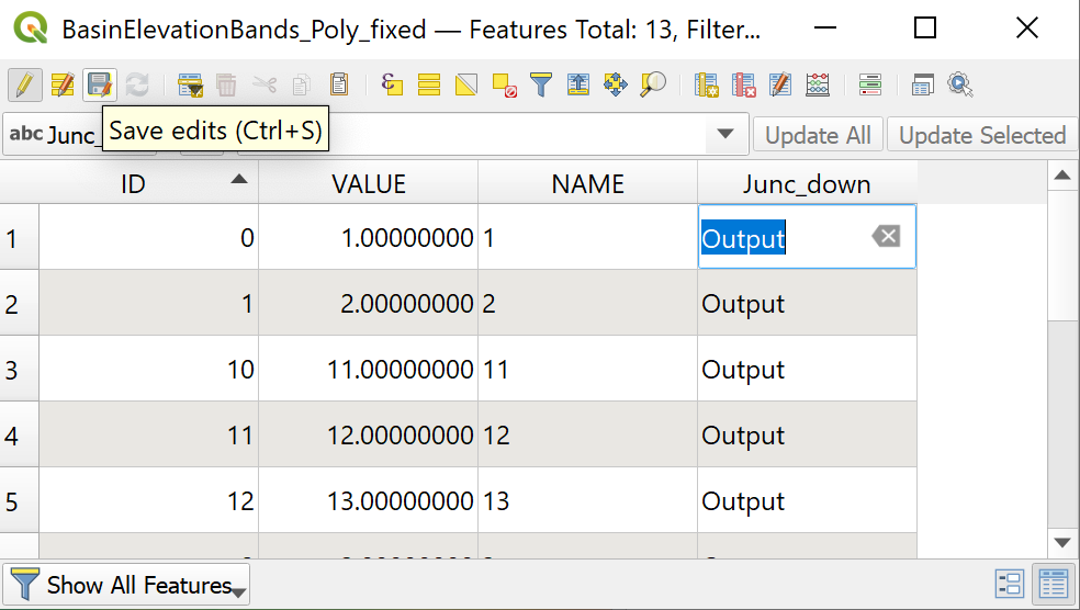 Edit the junction names and save your changes.