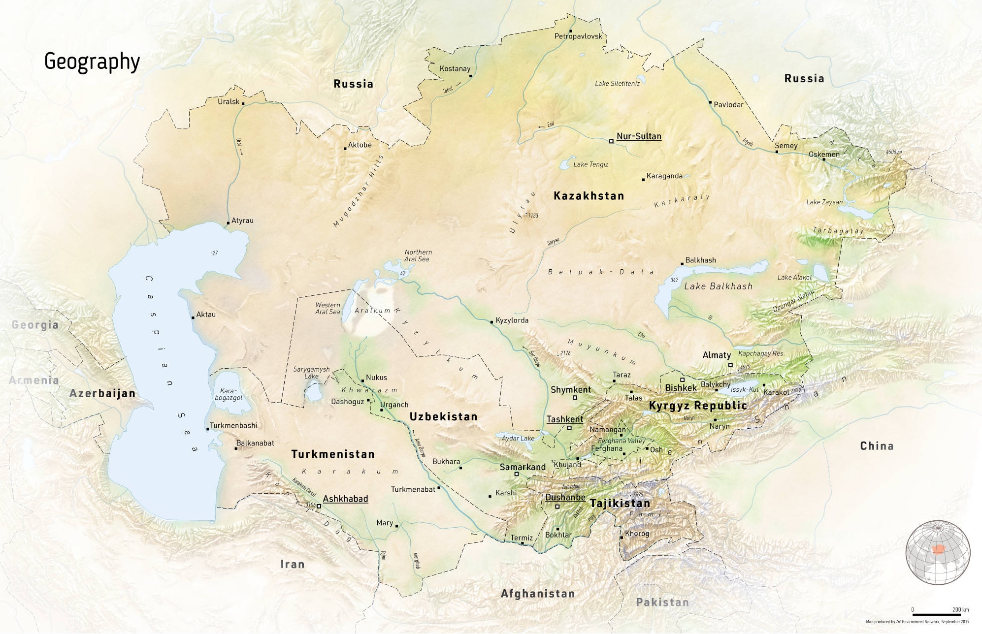 Geography of the Central Asia Region. Source: Zoï Environment Network.